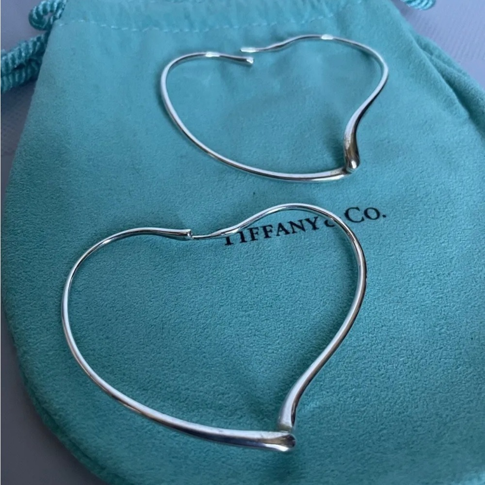 NEW tiffany & co elsa peretti open heart Hoop earrings